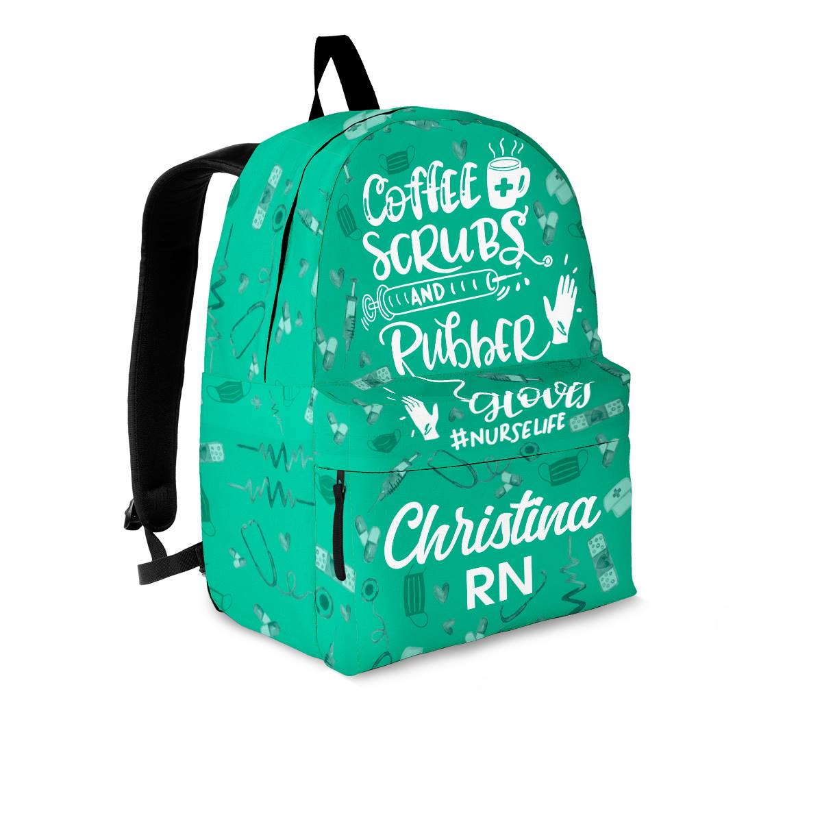 Personalized Nurse Backpack Coffee Scrubs And Rubber Gloves Nurse Life