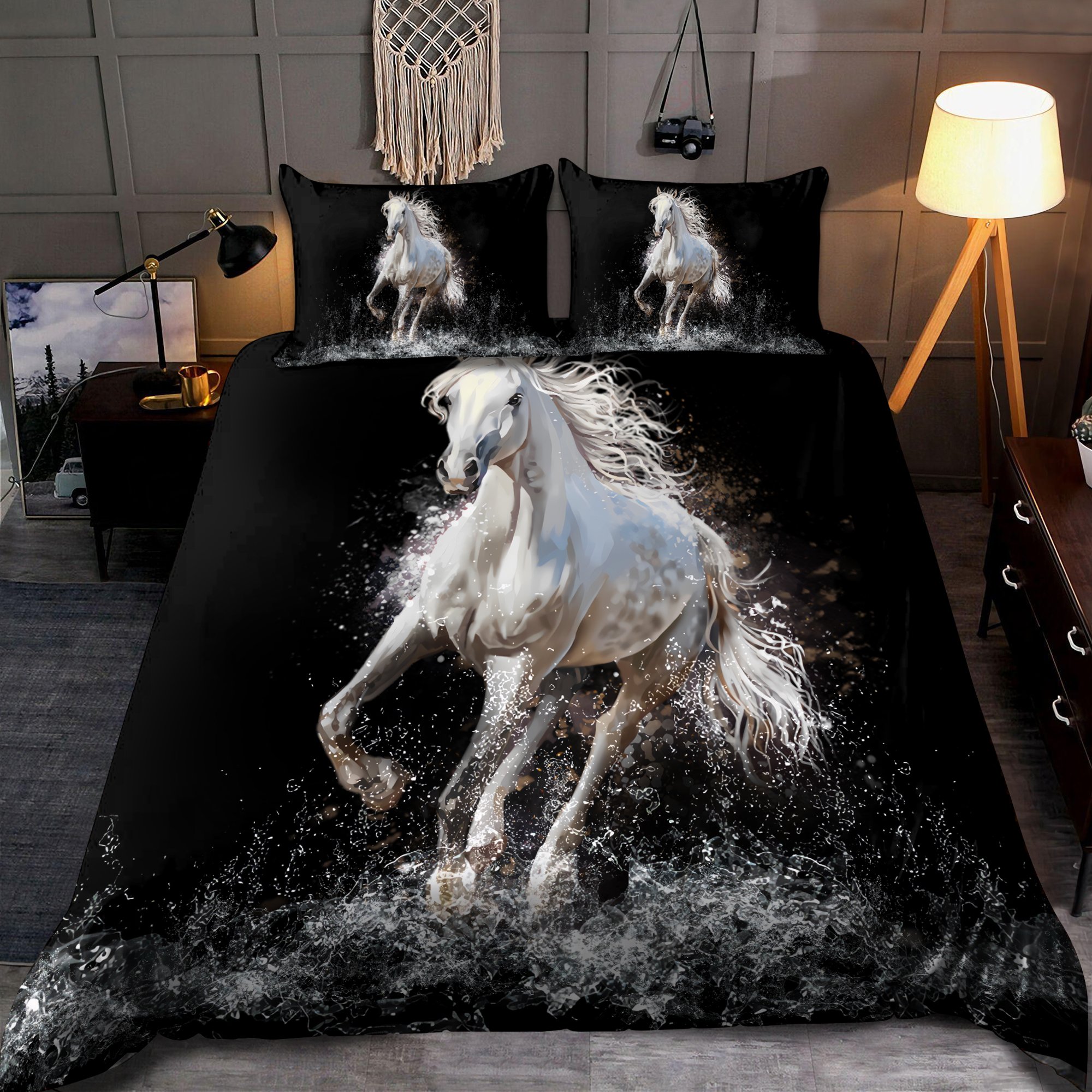 White Horse Bedding Set LuvinGift