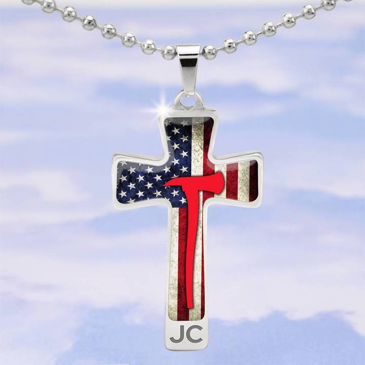 Personalized Firefighter Cross Necklace 