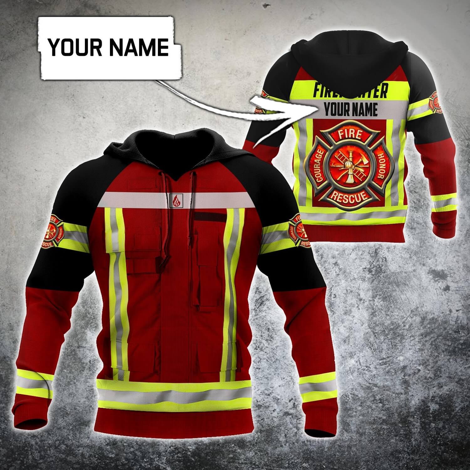 Personalized Firefighter 3D Hoodie Courage Honor Fire Rescue LuvinGift