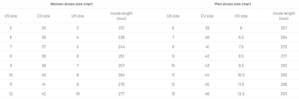 Size Chart Boot