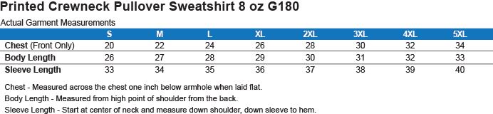 Size Chart Sweater