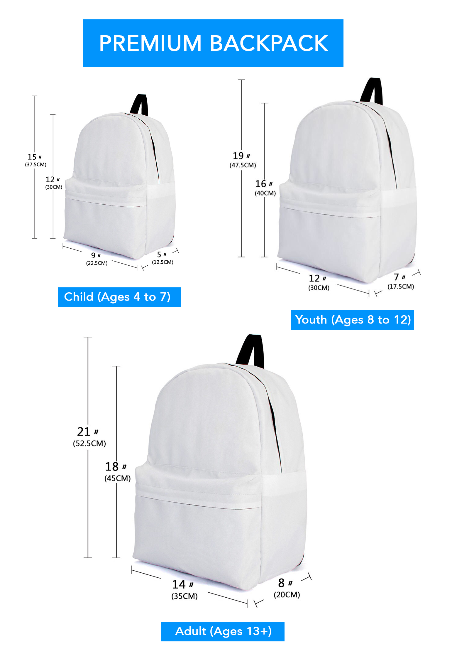 backpack Size Chart