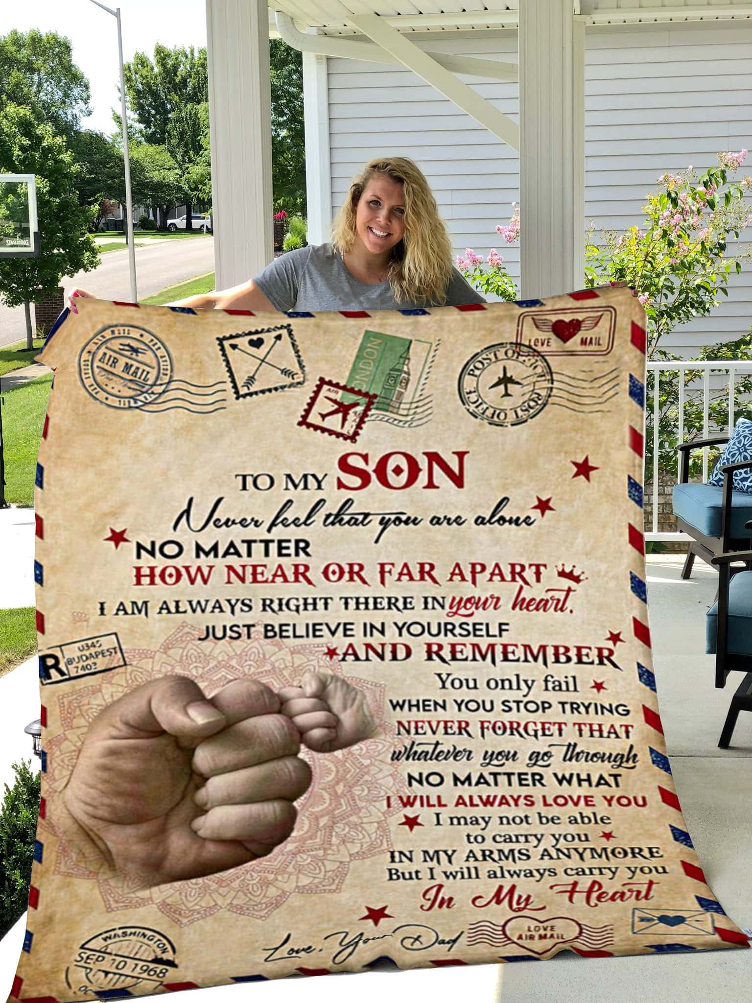 Son Airmail Blanket To My Son Blanket From Dad Full Size Blanket Never