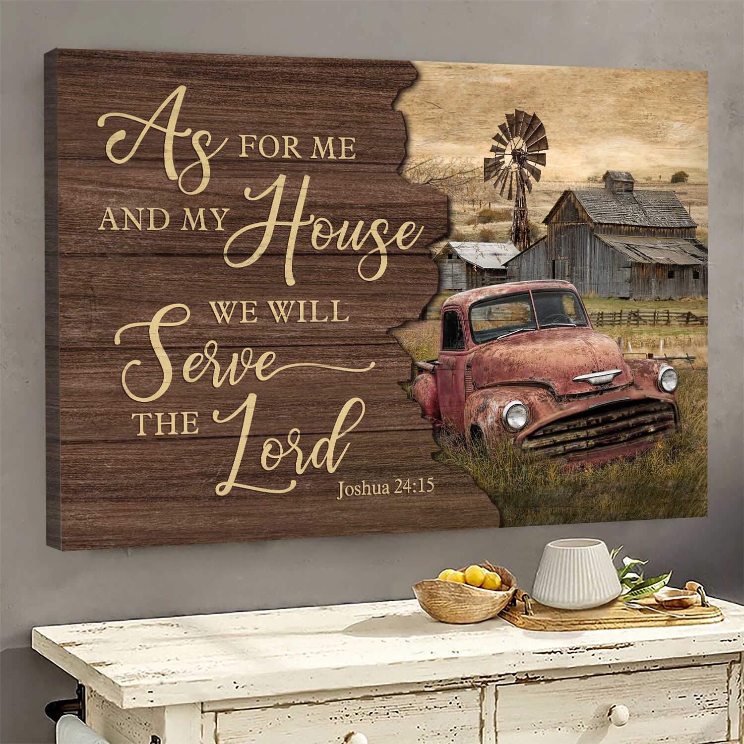 Jesus Farmhouse Canvas As For Me And My House We Will Serve The Lord ...