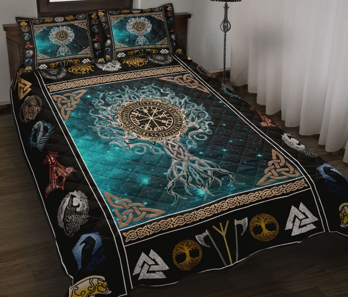 Viking Quilt Set Celtic Tree Of Live Quilt Set LuvinGift
