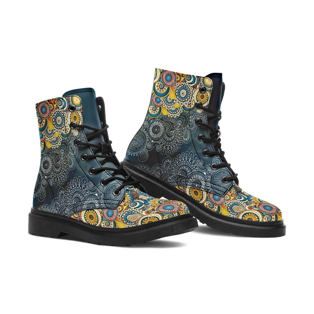 Colorful Yin Yang Women's Leather Boots