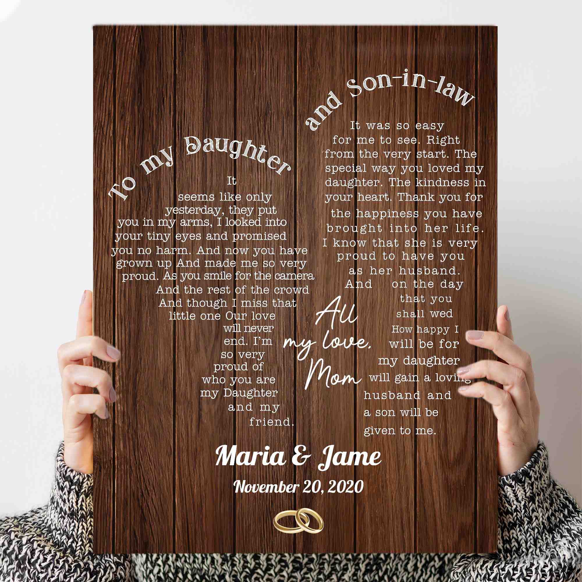 Custom Wedding Gifts For Daughter In Law & My Son From Mother In Law