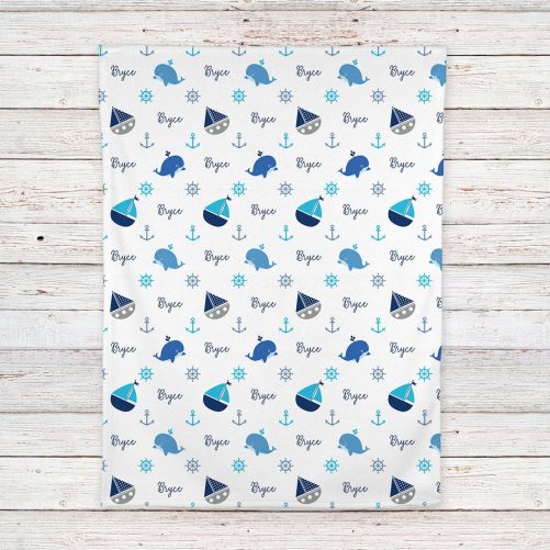 Personalized Nautical Baby Boy Blanket LuvinGift