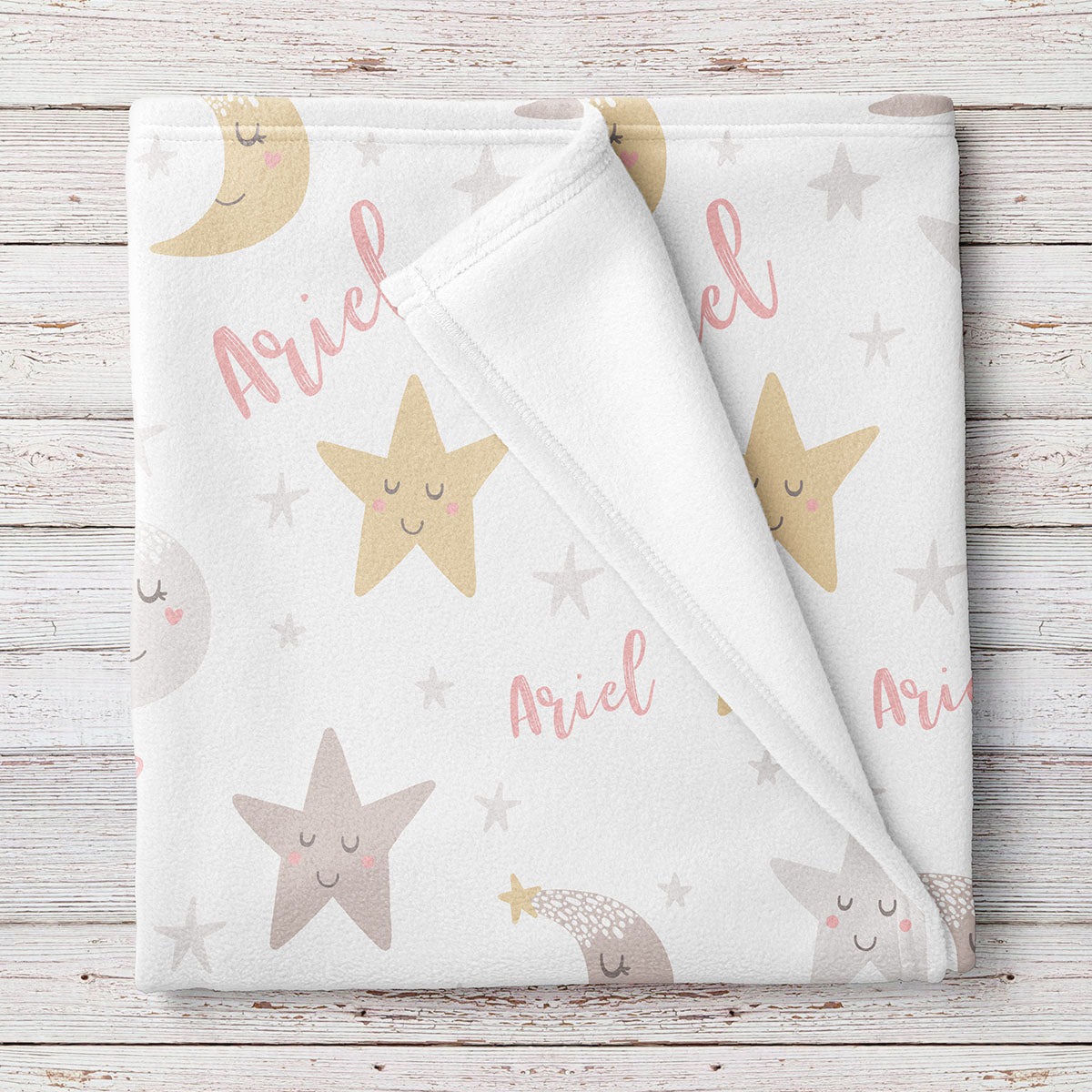 Personalized Stars and Moon Baby Girl Blanket LuvinGift