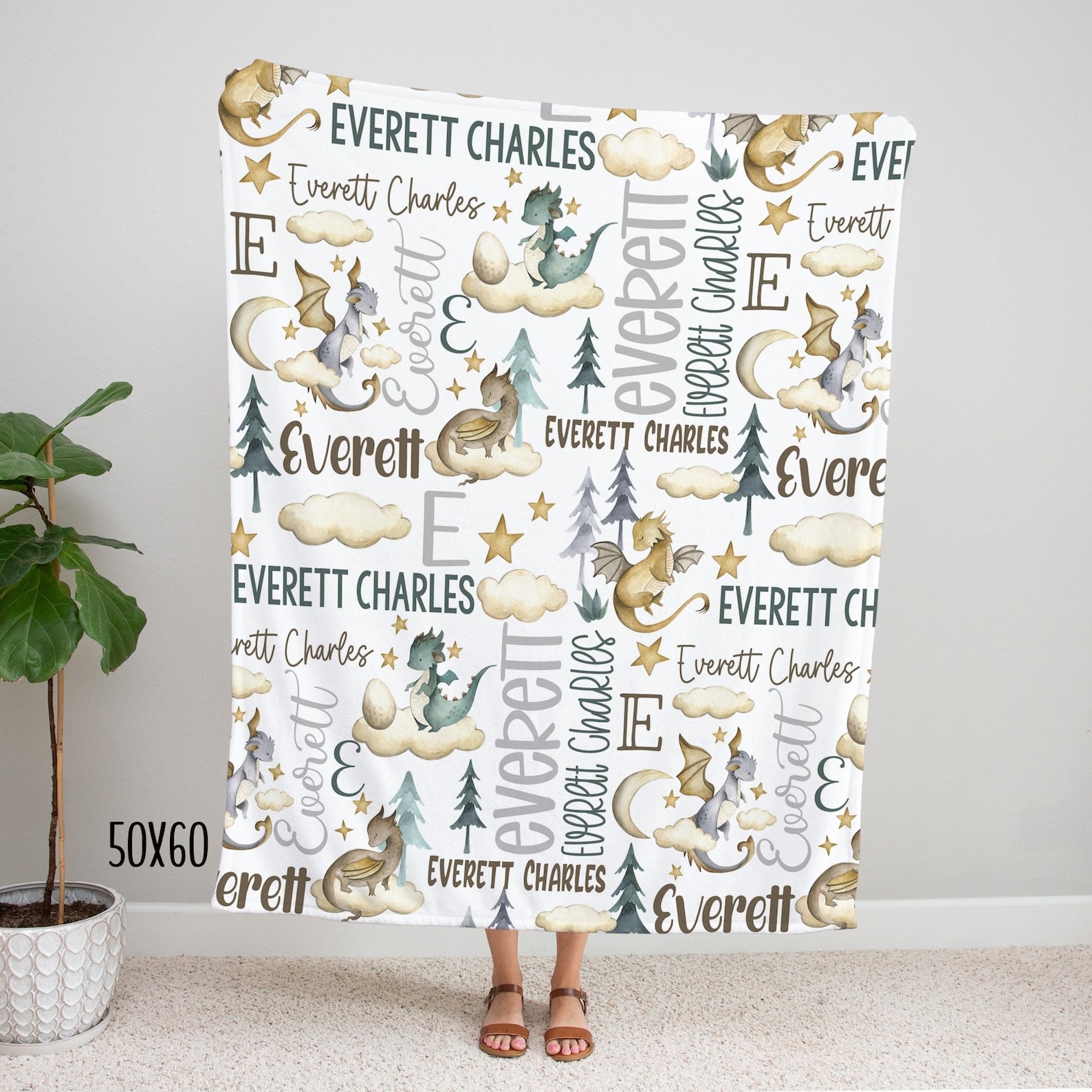 Personalized Baby Boy Dragon Blanket LuvinGift