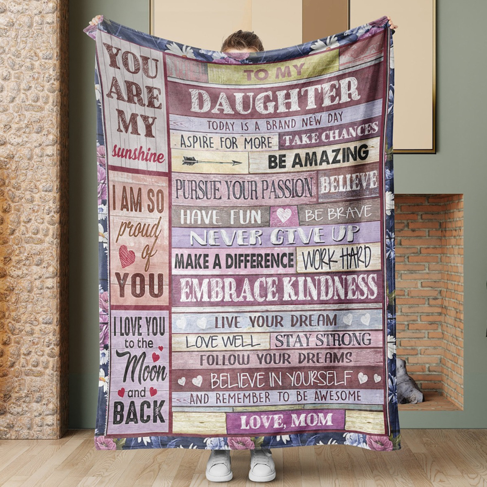 To My Daughter Blanket From Mom You Are My Sunshine LuvinGift