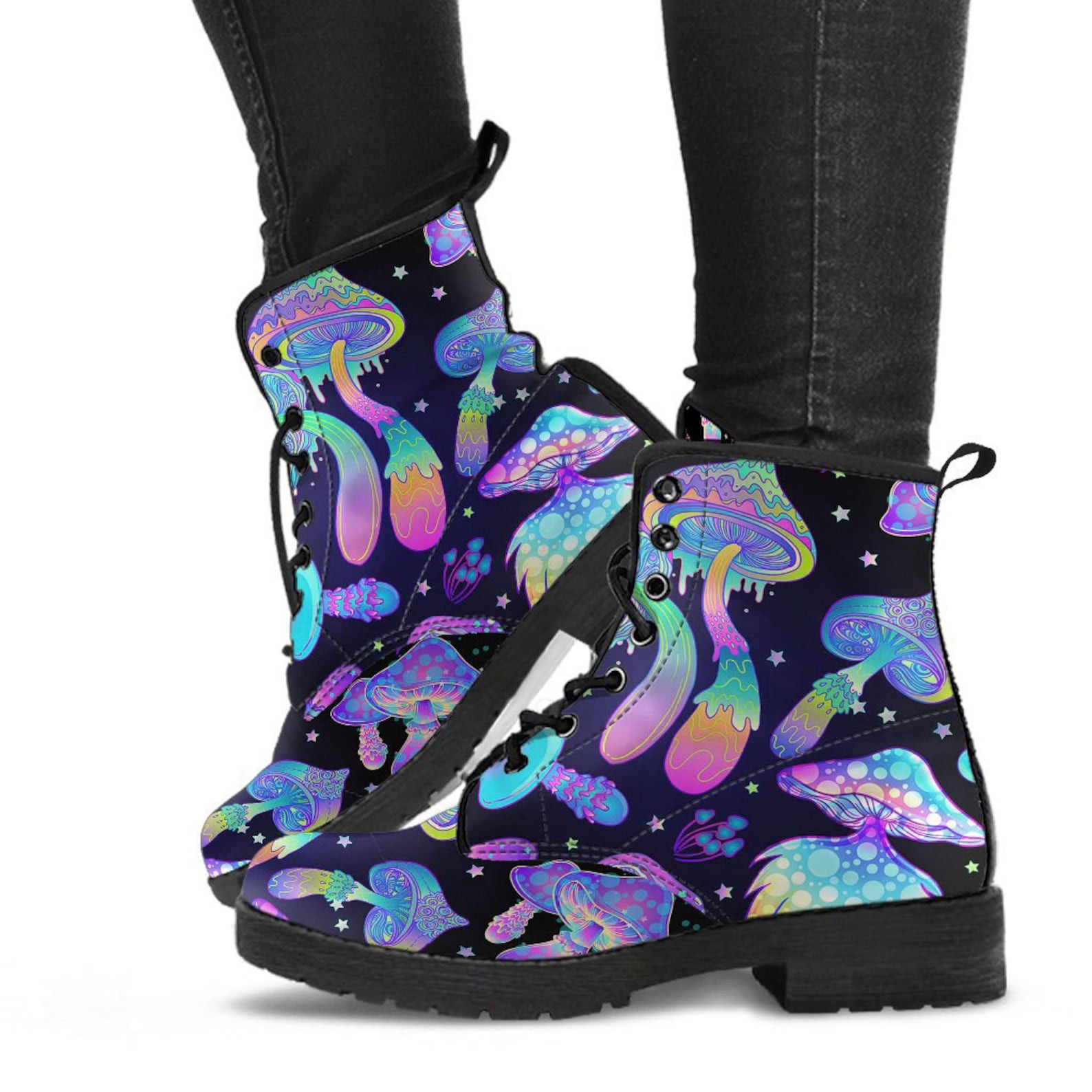 Magic Mushroom Leather Boots - LuvinGift