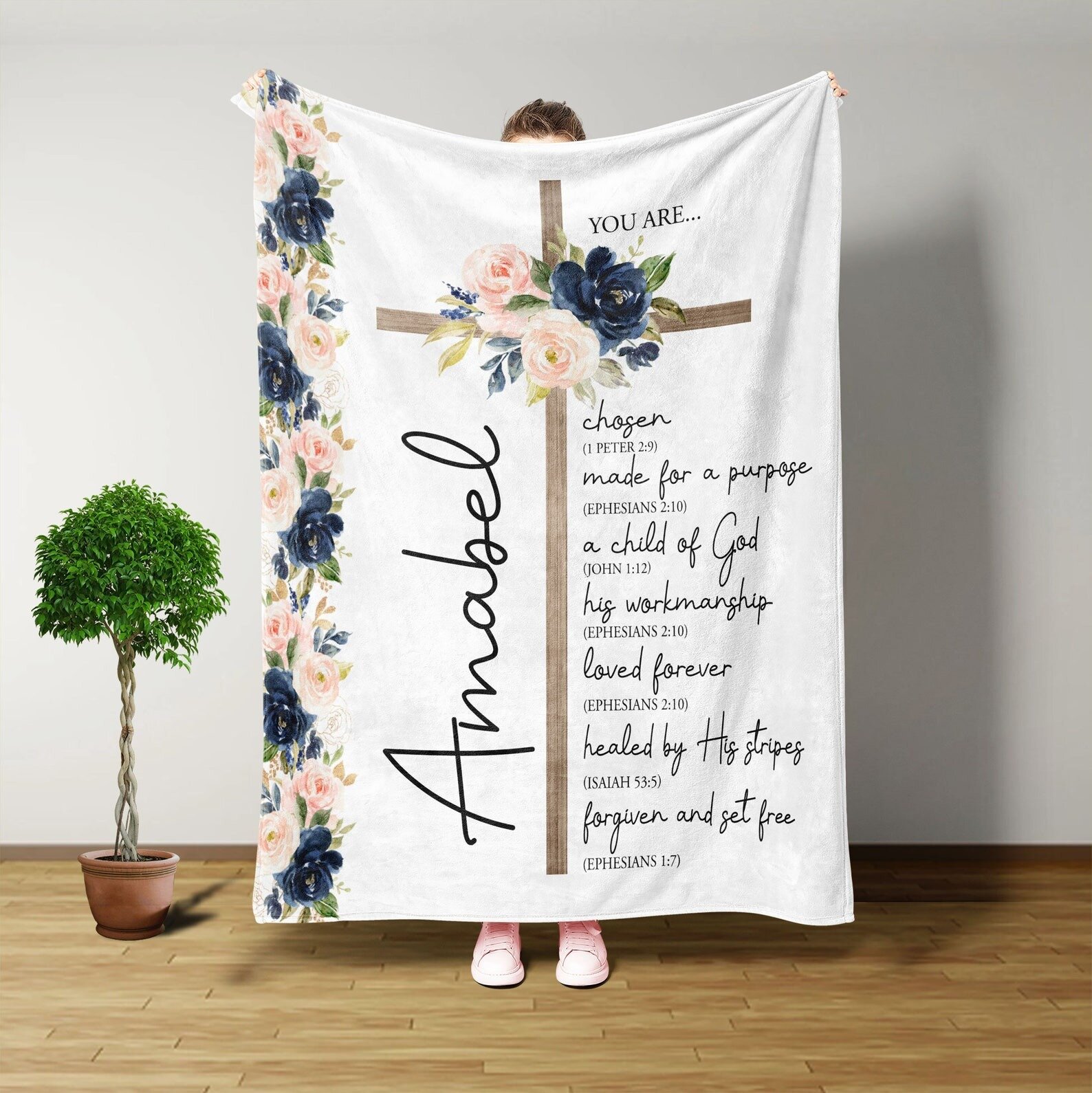 Personalized Christian Bible Verse Blanket You Are Chosen LuvinGift