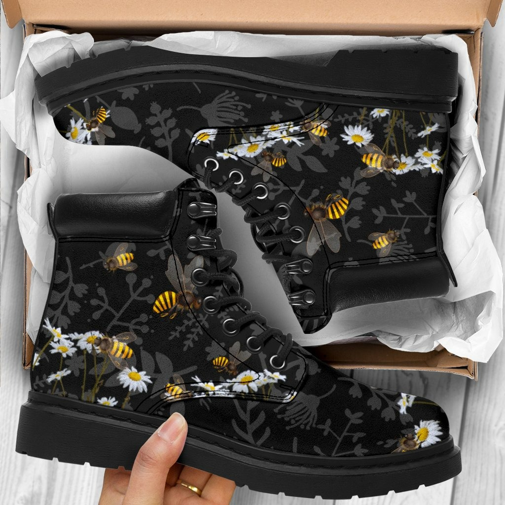 Bee Honey Gifts Pattern Print Men Women Leather Boots main image 0
