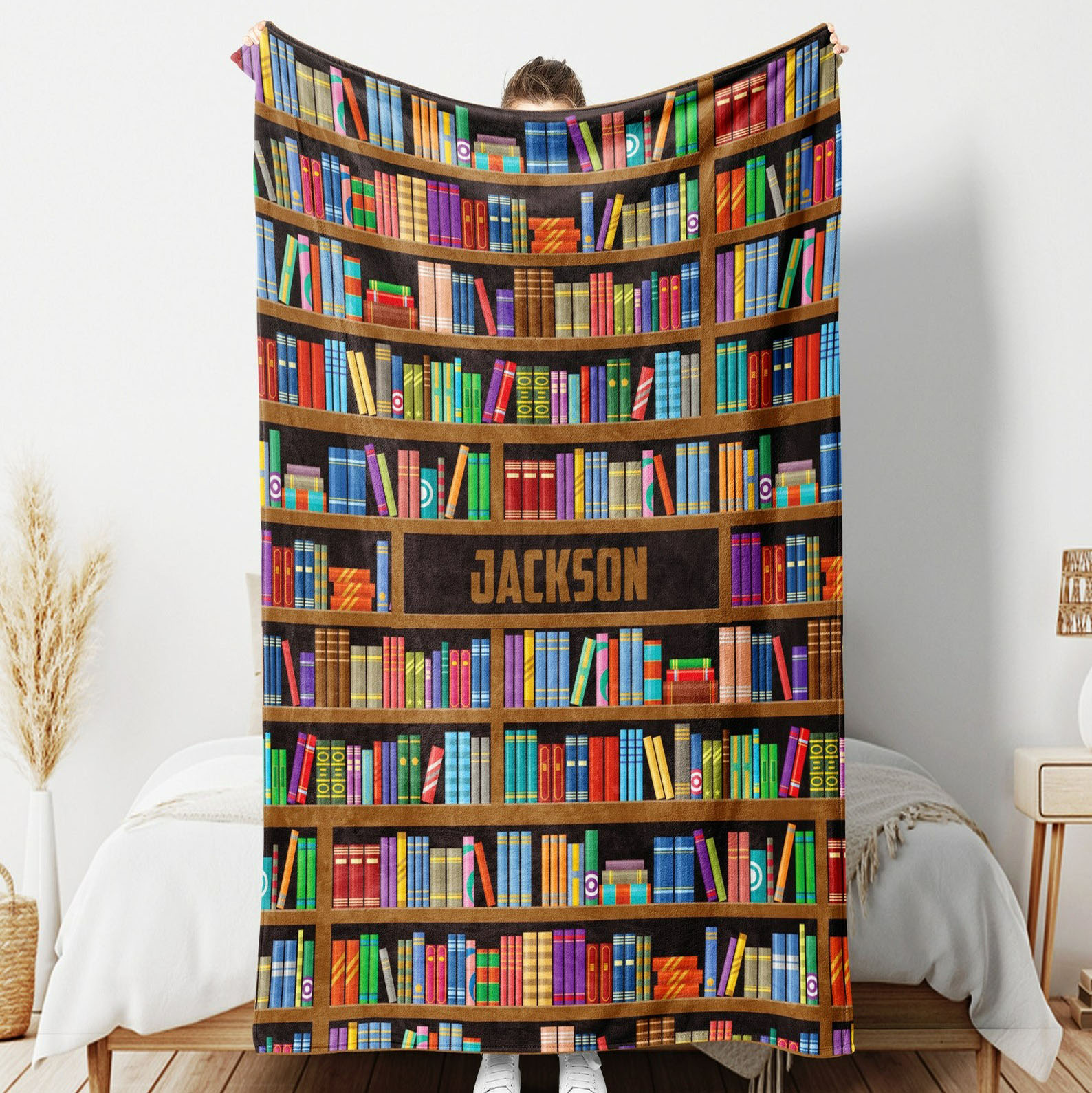 Personalized Book Blanket Bookshelf LuvinGift