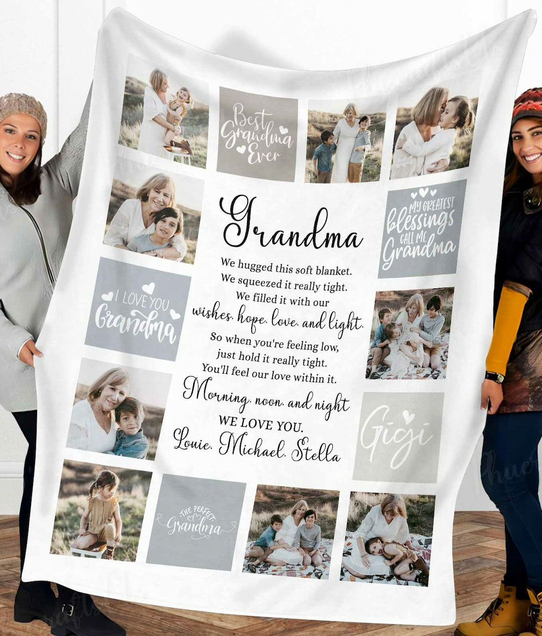 Custom Photo Collage Blanket Best Grandma Ever LuvinGift