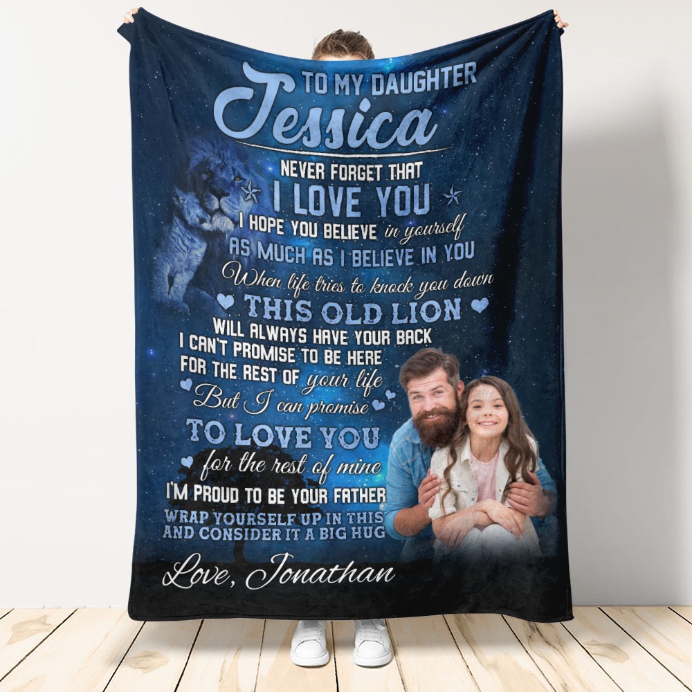 Personalized To My Daughter Blanket From Lion Dad Never That I