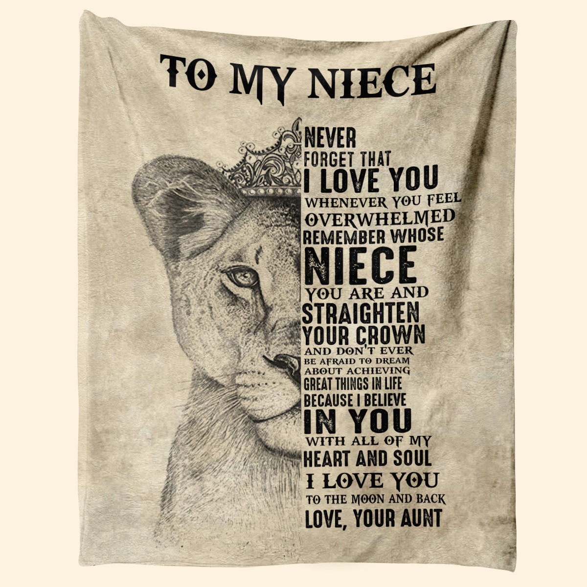 To My Niece Blanket Never That I Love You Lion LuvinGift