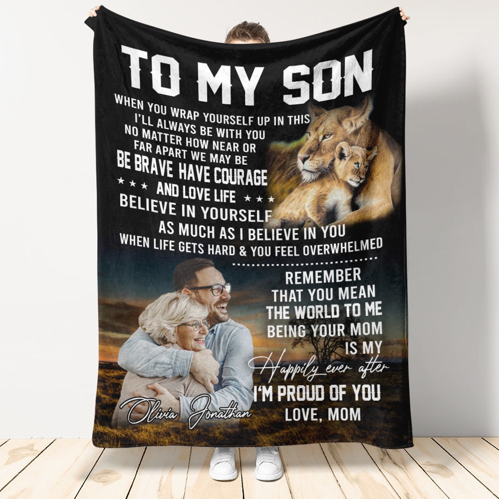 Personalized To My Son Blanket From Lion Mom Be Brave LuvinGift