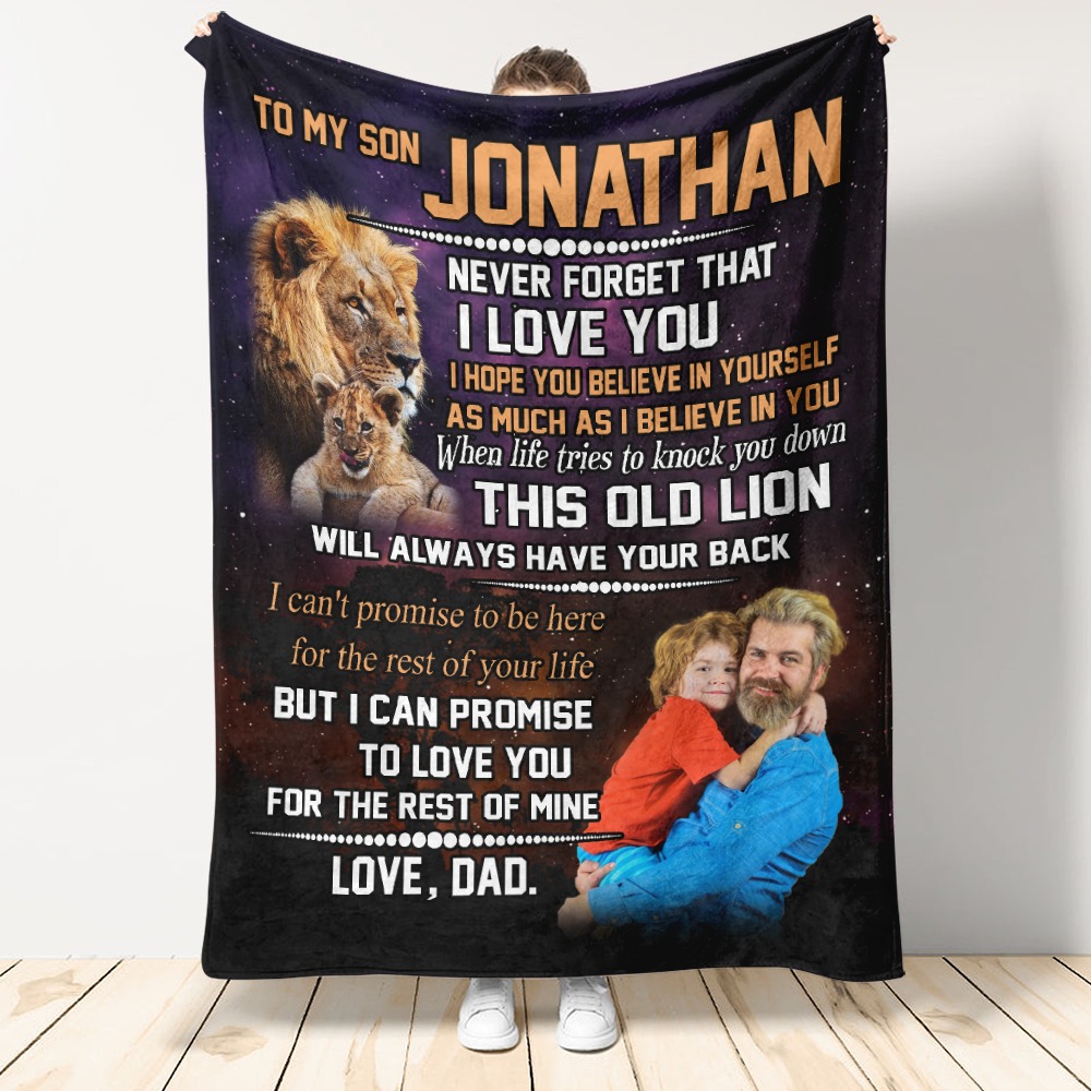 Personalized To My Son Blanket From Lion Dad This Old Lion Will Always