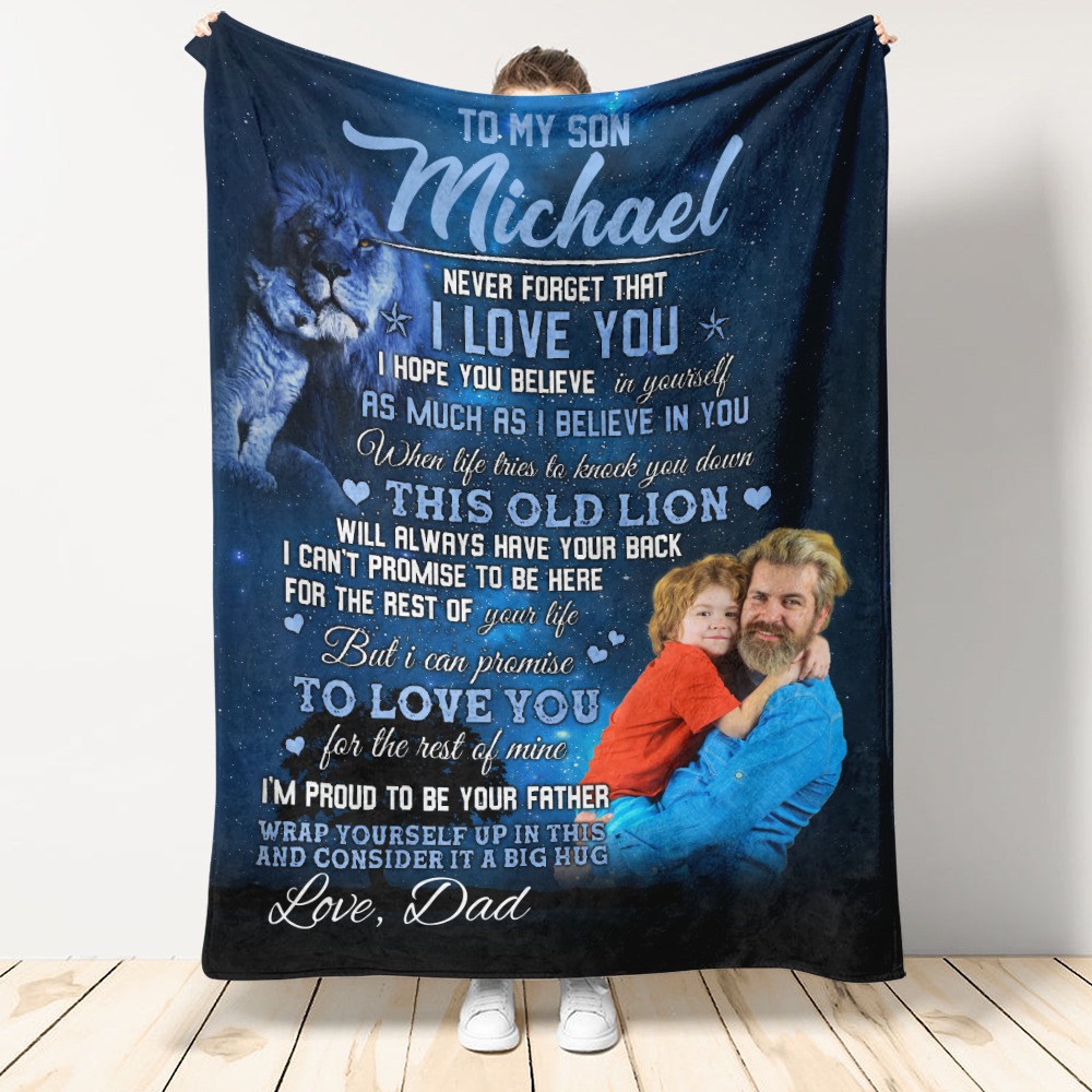 Personalized To My Son Blanket From Lion Dad Never That I Love