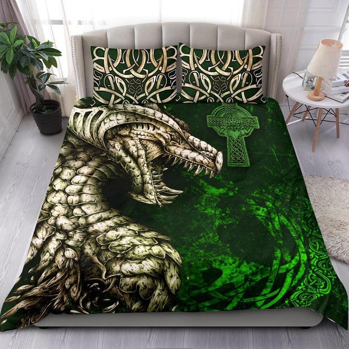 Ireland Celtic Bedding Set Dragon and Claddagh Cross LuvinGift