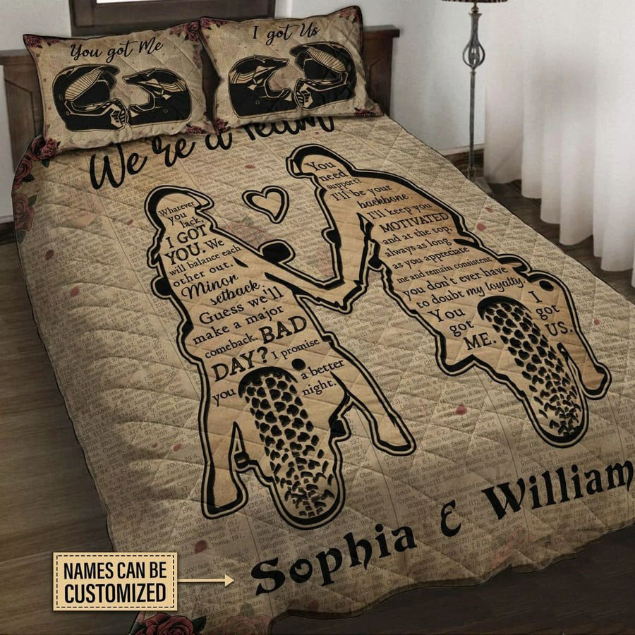 Personalized Skull Couple Quilt Bed Sets - You & Me We Got This - Gift Idea For Couple/ Him/ Her/ Halloween