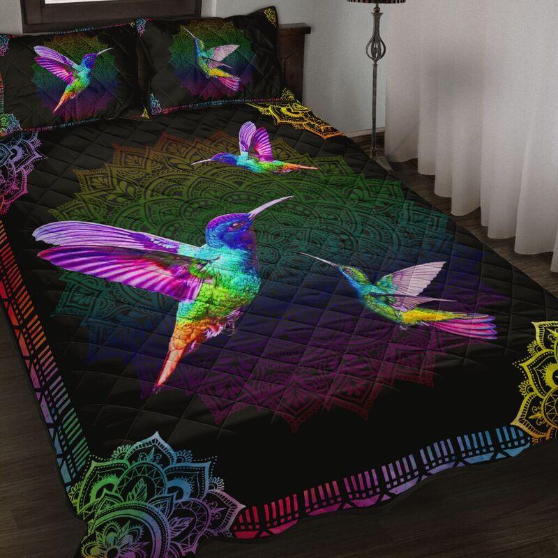 Colorful Mandala Hummingbird Quilt Set LuvinGift