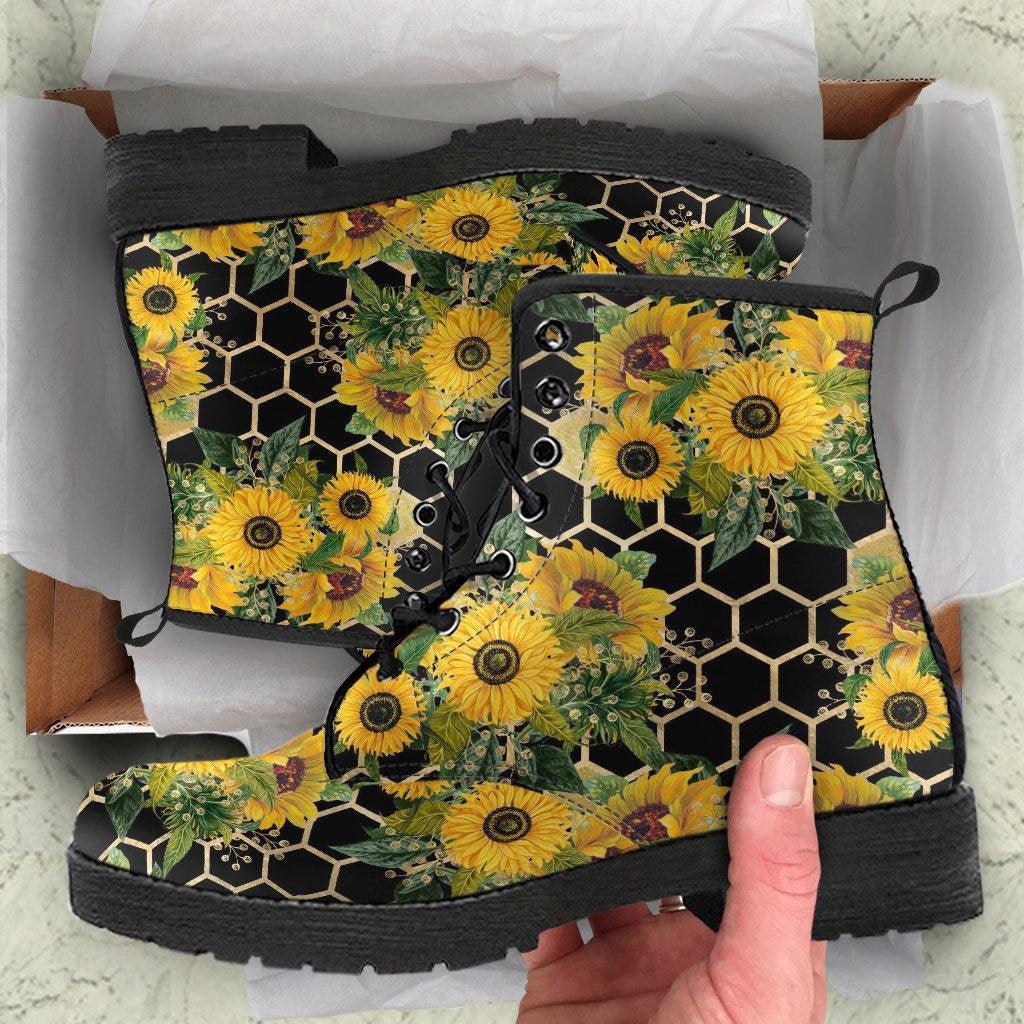 Sunflowers Leather Boots LuvinGift