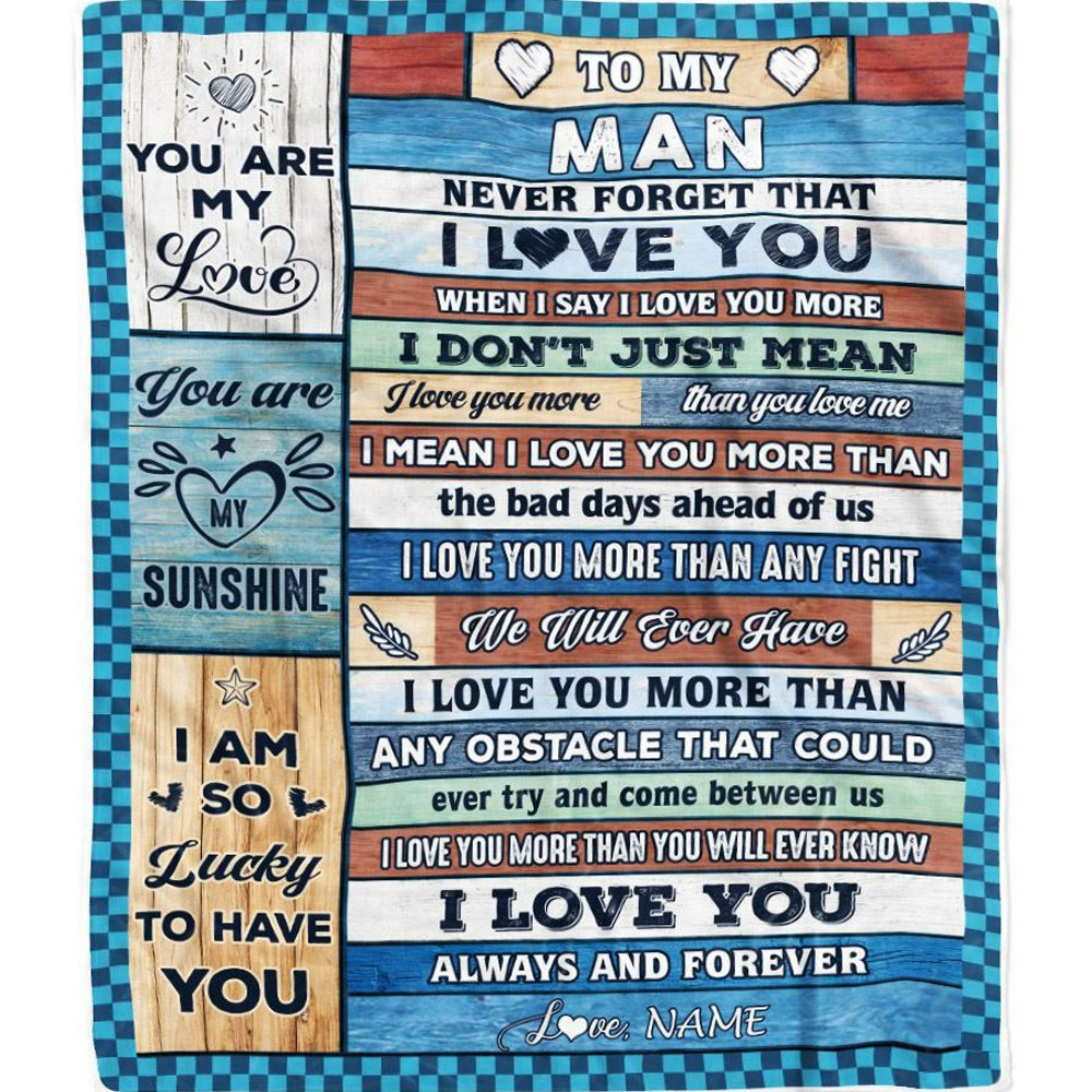 Personalized To My Man Blanket Gifts For Husband Boyfriend Fiance