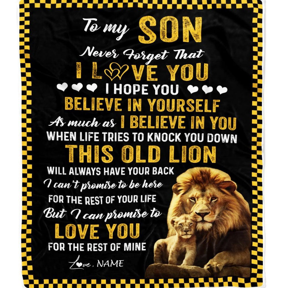 Personalized To My Son Blanket From Dad This Old Lion Love You LuvinGift