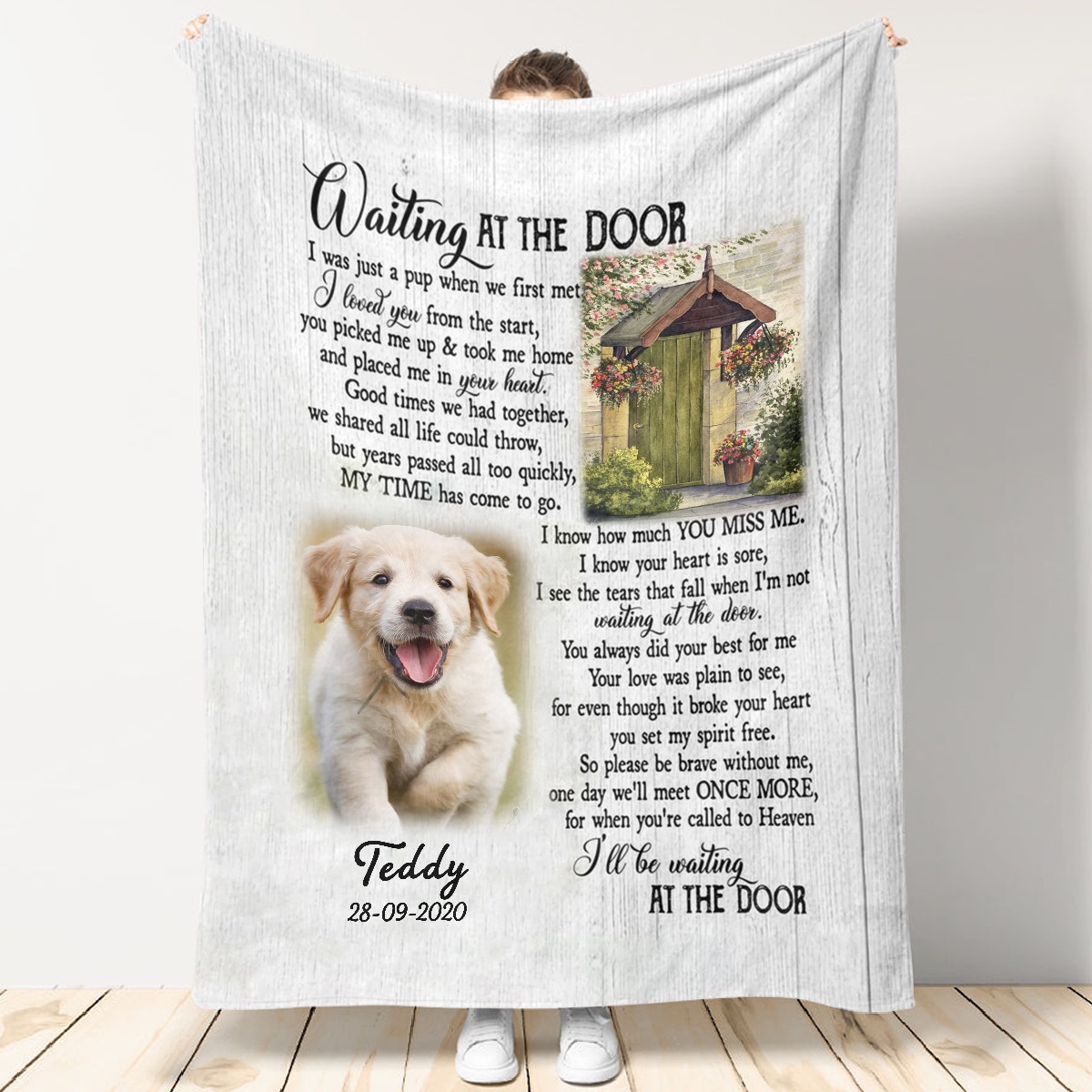 Personalized Dog Memorial Blanket Waiting At The Door LuvinGift