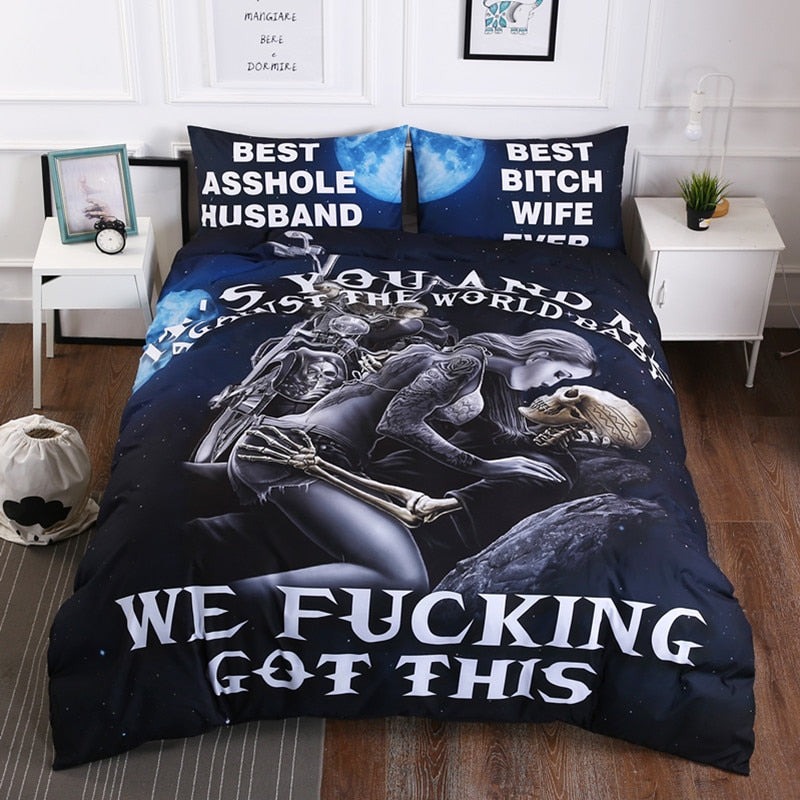 Brushed Printed Lovers Duvet Cover Set Queen Size Couple Bedding Set Double Bed Quilt Cover and Pillowcase Bedding Sets No Sheet main image 0