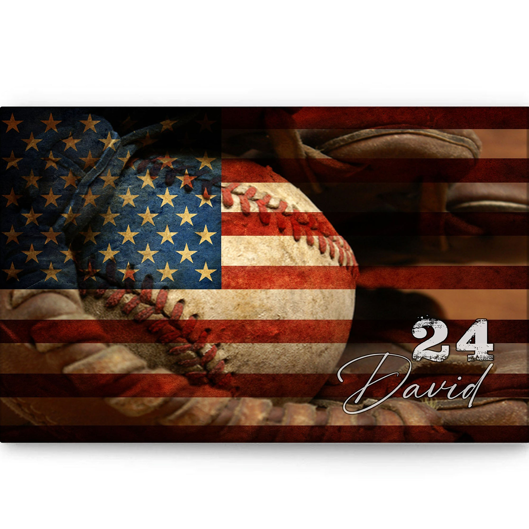 Personalized Baseball Canvas Baseball Gloves American Flag LuvinGift