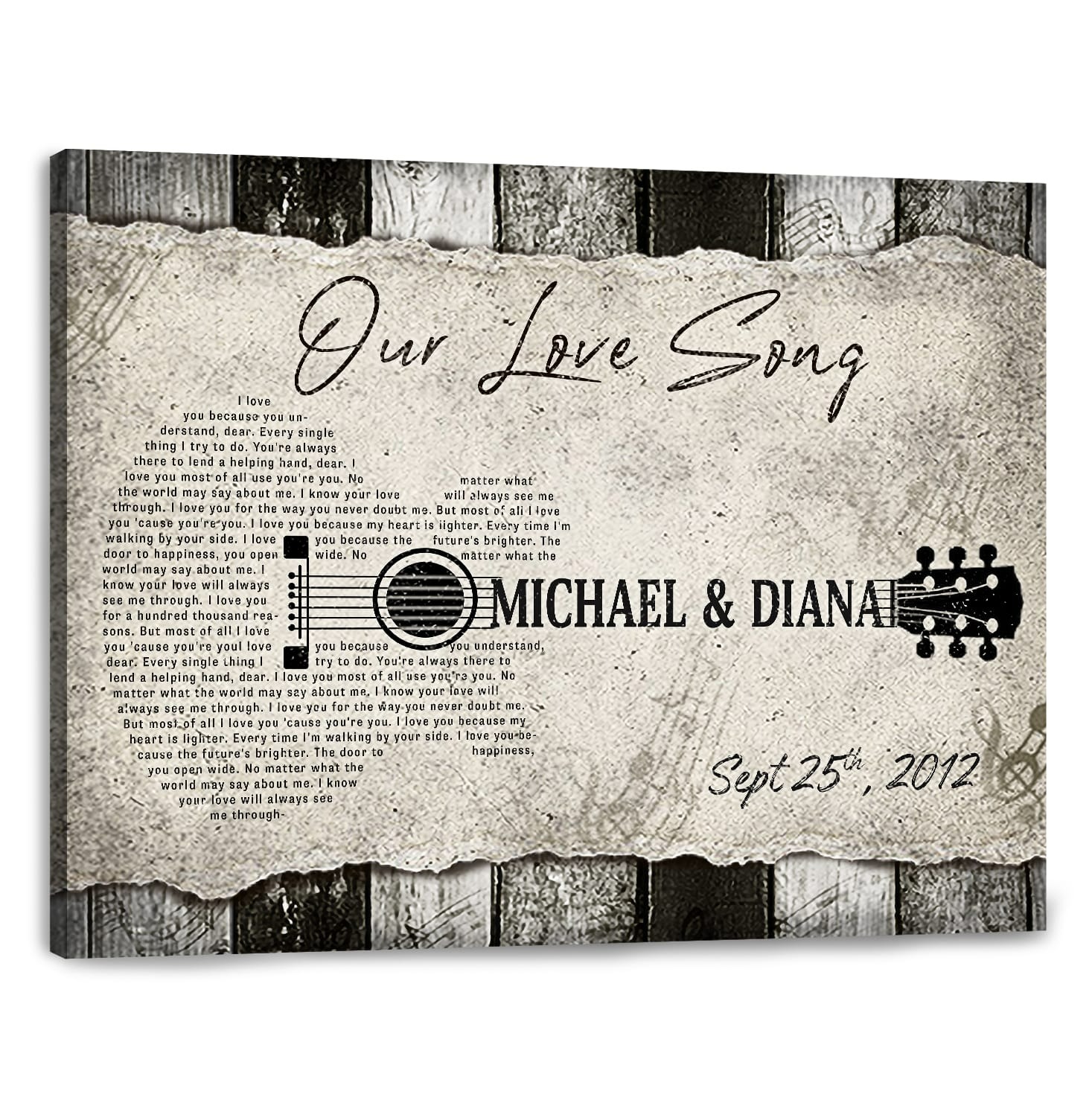 Personalized Song Lyrics Canvas For Couple Guitar LuvinGift