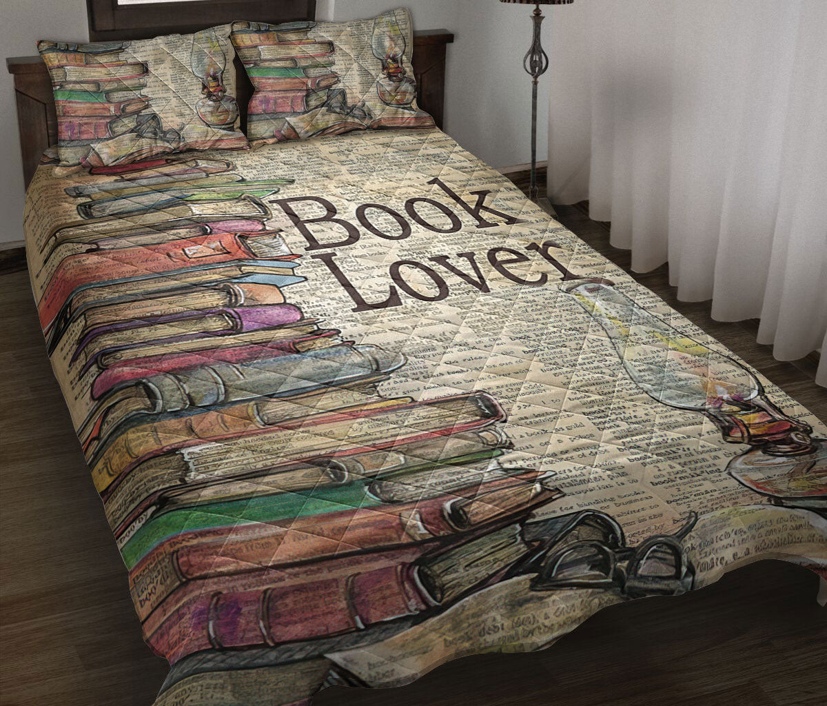 Book Lovers Quilt Set Books And Oil Lamp LuvinGift