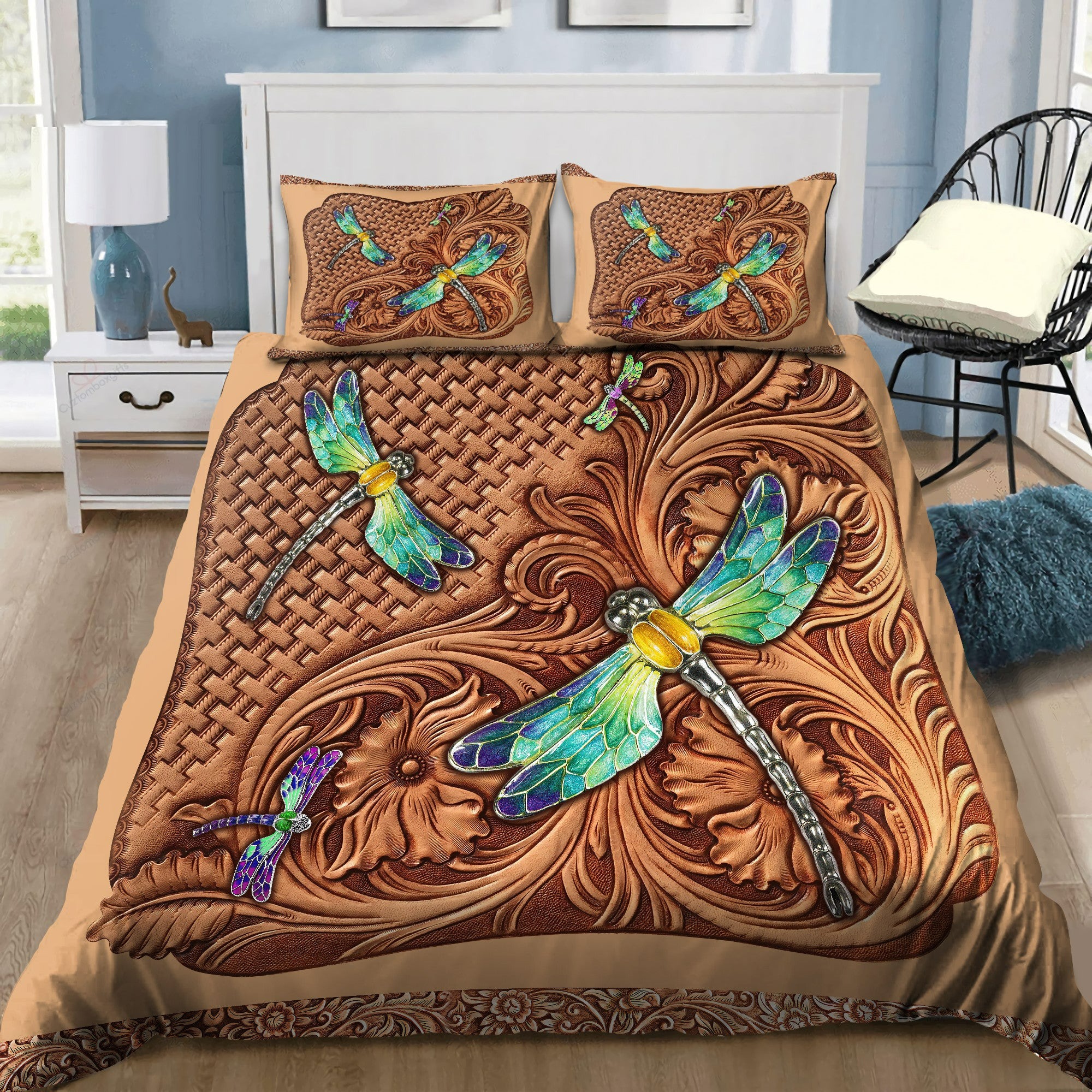 Dragonfly Bedding Set Leather Style LuvinGift